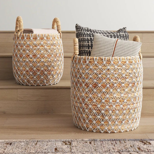 Banana Leaf 2 Piece Wicker Basket Set