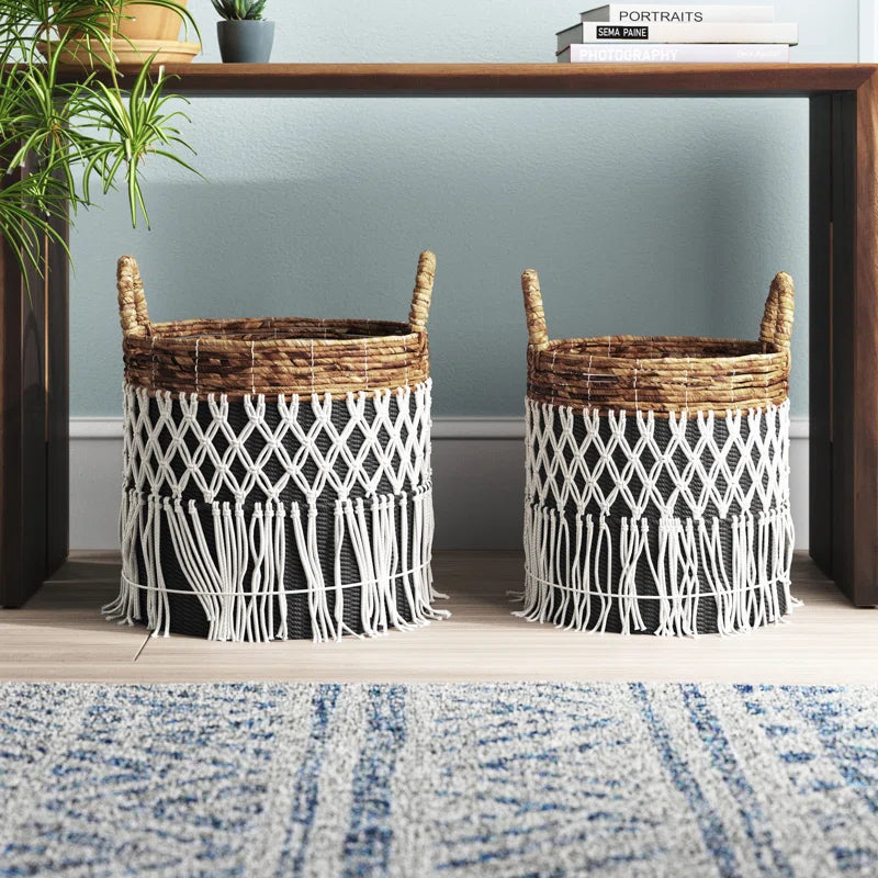 Fringed Wicker Basket