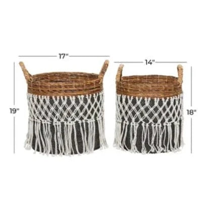 Fringed Wicker Basket